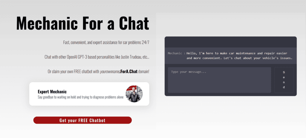 Mechanic For A Chat | AI Valley
